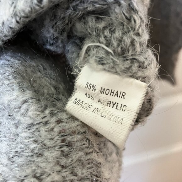 Vintage Vicsin Sweater Womens M Gray Floral Mohair Blend Boho Oversized Granny - Picture 5 of 9
